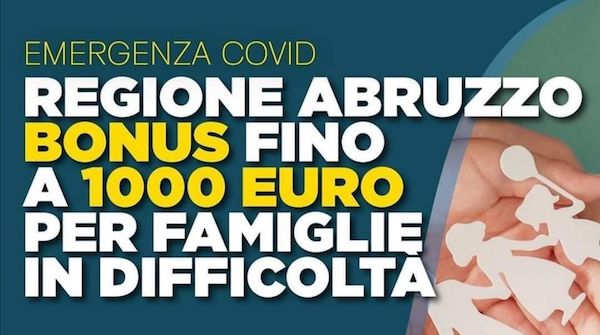 Regione Abruzzo: Bonus fino a 1000 Euro per famiglie in difficoltà